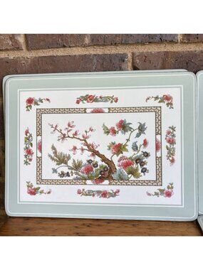 Set of 4 Pimpernel Indian Tree Placemats Cork Backed De Luxe Finish 9x12” Rectan